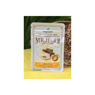 Травяные леденцы от кашля «Манго» от Mr. Herb,  Lozenges Mango Relieves Cough, 20 шт.