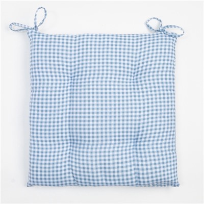 Подушка на стул «Этель. Клеточка» 40×40 см, голубая