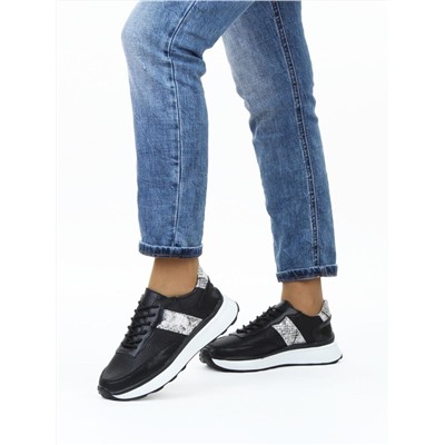 03-C129-1 BLACK Кроссовки женские (натуральная кожа)