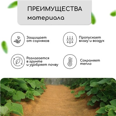 Кокосовое полотно для мульчирования, 10×1 м, «Мульчаграм»