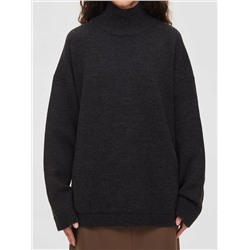 Свитер свободного кроя удлиненный, антрацит