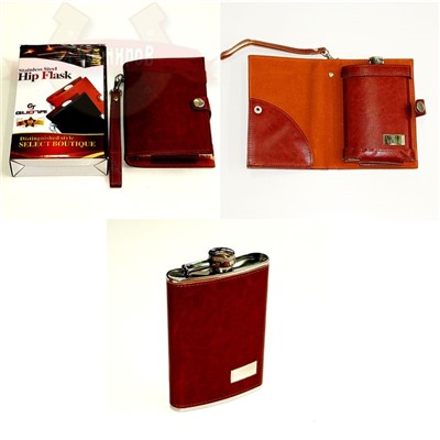 Фляга металл кож. 9 oz в чехле-книжке кож. organizer в/к