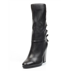 02-YF189-200M BLACK Полусапоги зимние женские (натуральная кожа, натуральный мех (еврозима))