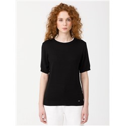 Джемпер вязаный чёрный с короткими рукавами