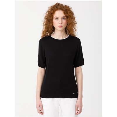 Джемпер вязаный чёрный с короткими рукавами