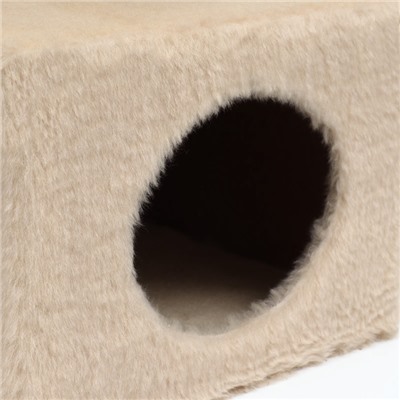 Домик-когтеточка 2-х ур. квадратный с 2-мя квадратными полками, 53×35×65 см, бежевый