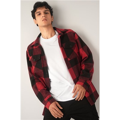 Мужская теплая рубашка в клетку Happyfox