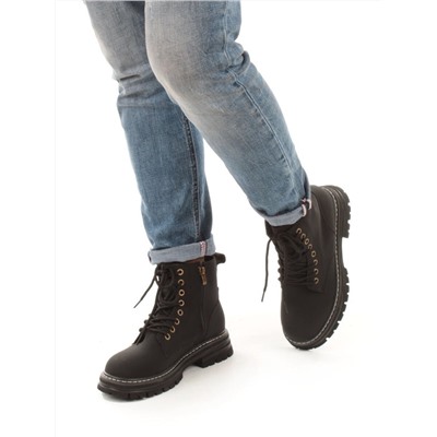 01-P8306-2 BLACK Ботинки демисезонные женские (натуральная кожа)