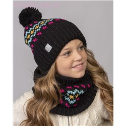 Q 155 D 155 Комплект для девочки флис (колпак+снуд) (52-54)