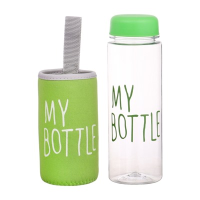 Бутылка для воды My bottle, 500 мл, 19.5×6 см, чехол в комплекте, салатовая