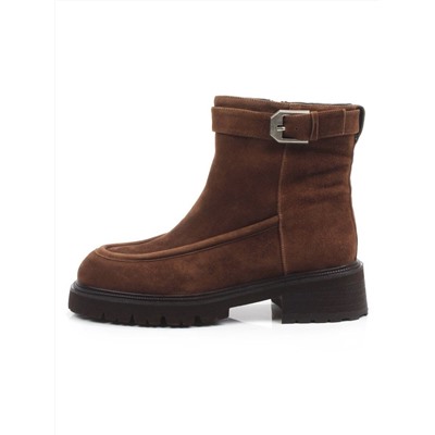01-A51-5B BROWN Ботинки демисезонные женские (натуральная замша, байка)