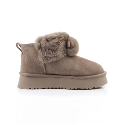 04-PAYH31-3Z KHAKI Угги женские (натуральная замша, 100% шерсть, натуральный мех)