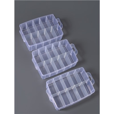 Органайзер для хранения мелочей, 10 ячеек, 24.5×16.5×18 см, с ручкой, прозрачный