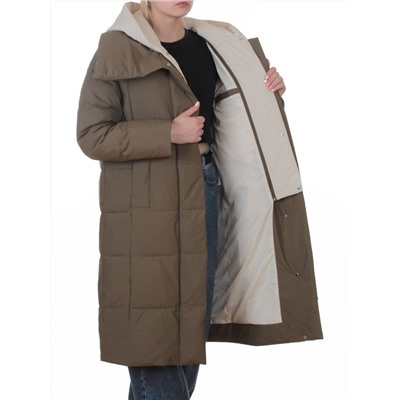 A610 DK. GREEN (KHAKI) Пальто зимнее женское со съемным жилетом (200 гр. био-пух)