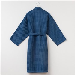 Халат вафельный мужской удлиненный «Этель» Boho, размер 46-48, 100% хлопок, 290 г/м², синий