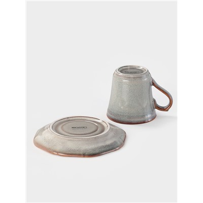 Кофейная пара Magistro Vintage, 110 мл, фарфор, серая