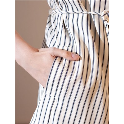 Удлиненный костюмный жилет в полоску с поясом из легкого хлопкового поплина