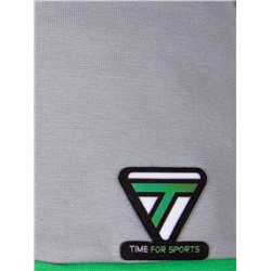 Шапка из двойного трикотажа, формы лопата, Time For Sports, серый с зеленым кантом