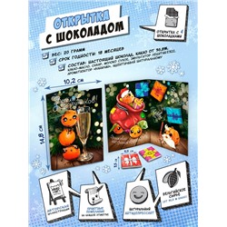 Открытка, МАНДАРИНКИ ПОЗДРАВЛЯЮТ, молочный шоколад, 20 гр., TM Chokocat