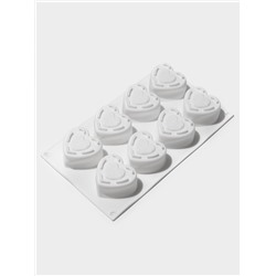 Форма для муссовых десертов Доляна «Сердце», силикон, 29×17×4.3 см, 8 ячеек (5.5×6.2×3.5 см), белая