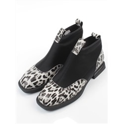 01-B44B-81H WHITE/LEOPARD Ботинки демисезонные женские (натуральная кожа, текстиль, байка)