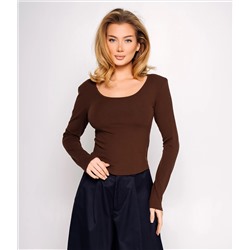 Лонгслив #КТ0140, шоколадный