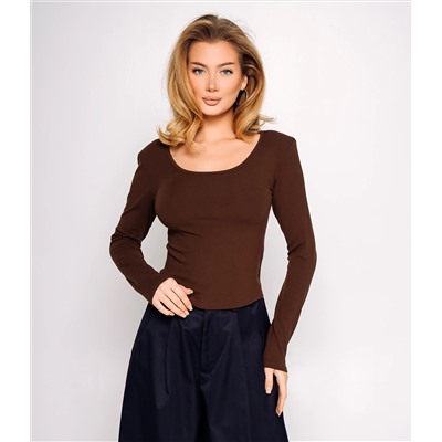 Лонгслив #КТ0140, шоколадный