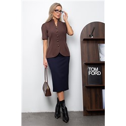 Юбка-карандаш тёмно-синяя Элли 65 см №1