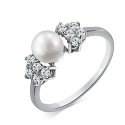 Кольцо с иск.жемчугом родированное серебро 925*