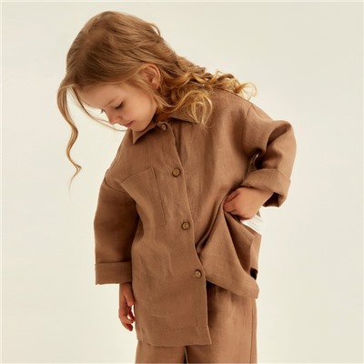 Костюм детский домашний (рубашка и брюки) SL HOME, размер 38 (146-152 см), цвет кофейный