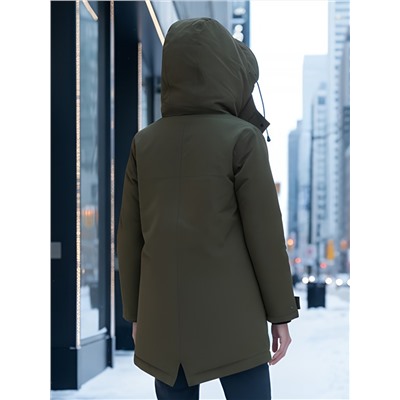 Парка женская зимняя MTFORCE c капюшоном цвета хаки 2329Kh