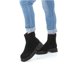 04-HJM397 BLACK Ботинки зимние женские (натуральная замша, натуральный мех)