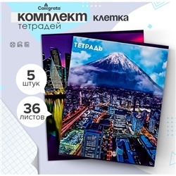 Набор тетрадей, 36 листов в клетку, Calligrata «Города», 5 штук
