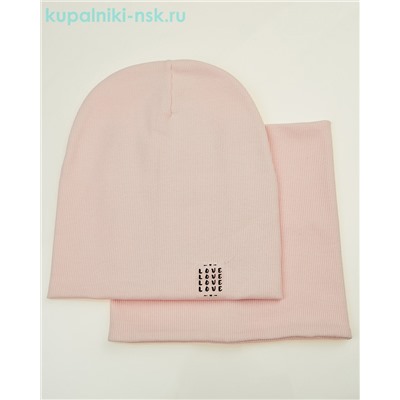 02-51-LT Комплект для девочки (колпак+снуд) (52-54)
