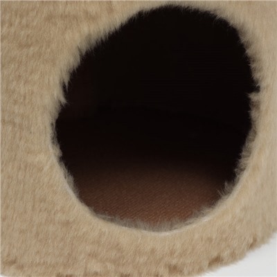 Домик для кошек с когтеточкой круглый, джут, 35×35×64 см, бежевый