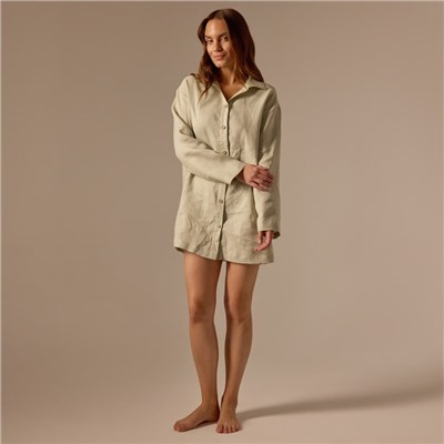 Пижама женская (рубашка, брюки) SL HOME Linen, светло-зелёная