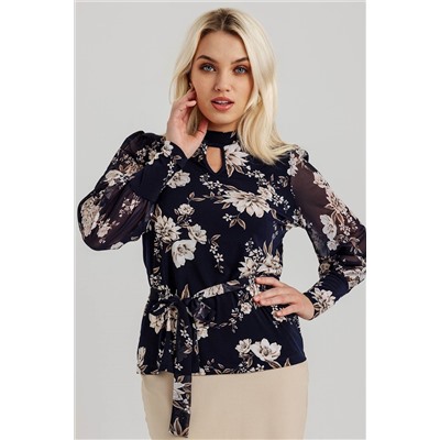 Блузка женская  7010/01/Синий, бежевый