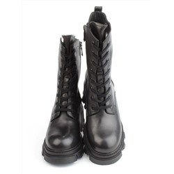 04-M2-5122 BLACK Ботинки зимние женские (натуральная кожа, натуральный мех)