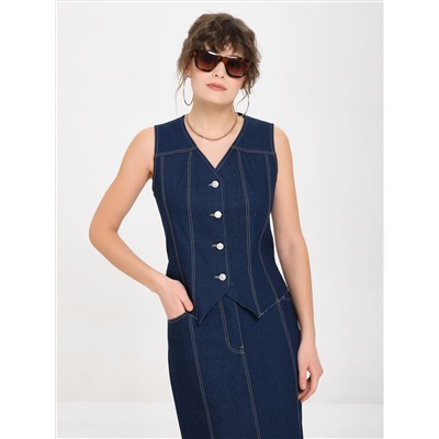 Жилет джинсовый тёмно-синего цвета