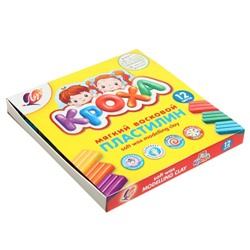 Пластилин мягкий (восковой) «Луч. Кроха», 12 цветов, 180 г, со стеком