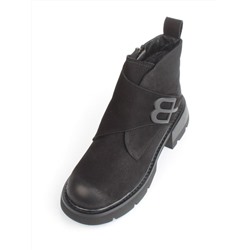 04-M3-L858 BLACK Ботинки зимние женские (натуральная кожа, натуральный мех)