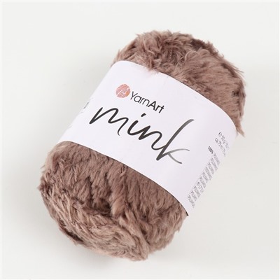 Пушистая пряжа для вязания спицами, крючком YarnArt, Mink, 100% полиамид, 75 м/50 г, (332 какао)