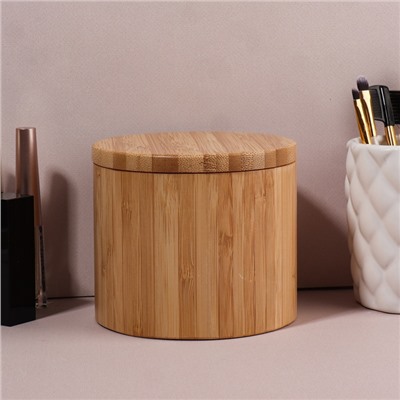 Органайзер для хранения «BAMBOO», с крышкой, раздвижной, d = 12 × 10,5 см, цвет коричневый