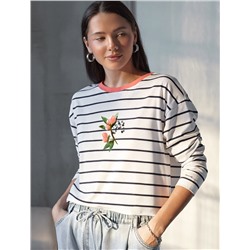 Лонгслив в полоску из премиального хлопка с эластаном