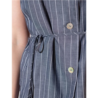 Удлиненный костюмный жилет в полоску с поясом из легкого хлопкового поплина