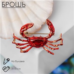 Брошь «Краб», красная в золоте
