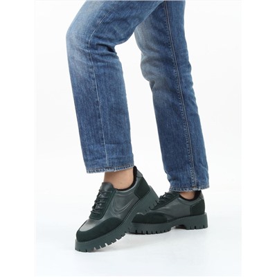 03-XKL23-170R GREEN Полуботинки утепленные женские (натуральная кожа, натуральная замша, байка)