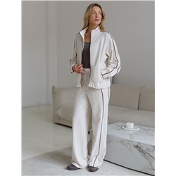 Прямые брюки с лампасами из эластичного футера двухнитки без начеса