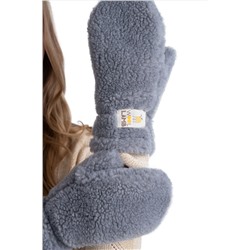 Варежки меховые на резинке СЕРЫЕ