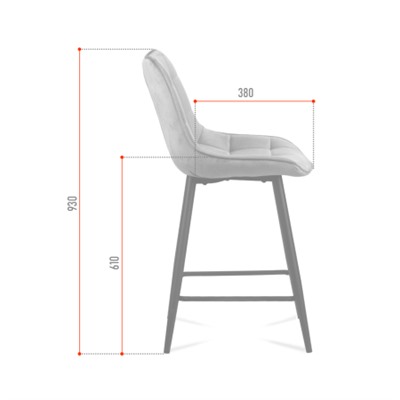 Стул барный SB-006 Темно-серый Velvet G062-40 / GBAR8060A-1 /уп 4/
